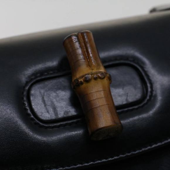 GUCCI Bamboo Hand Bag Leather Black 000.1781 Auth yk8245 - Picture 9 of 16